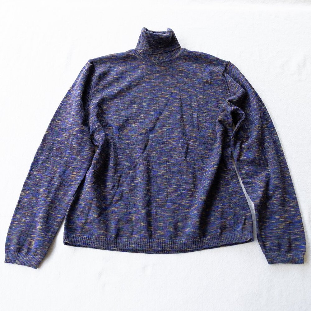 Vintage Wool Purple, Blue Heathered Turtleneck Sweater | Cabincore CottageCore